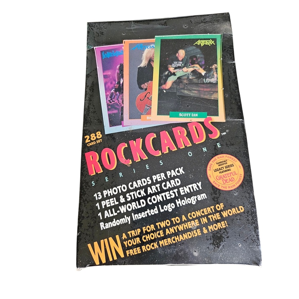 Brockum RockCards Series 1 Music Trading Cards Box 288 Count Black 1991 Vintage